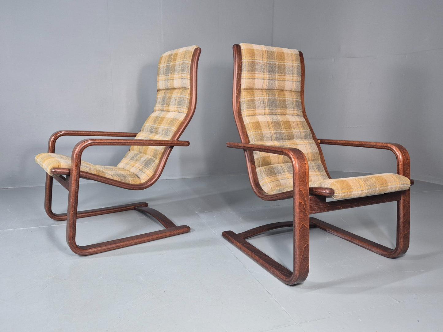 2 Mid Century Lounge Chairs New Upholstery 1970s Retro Danish  EB10325 MBEN1