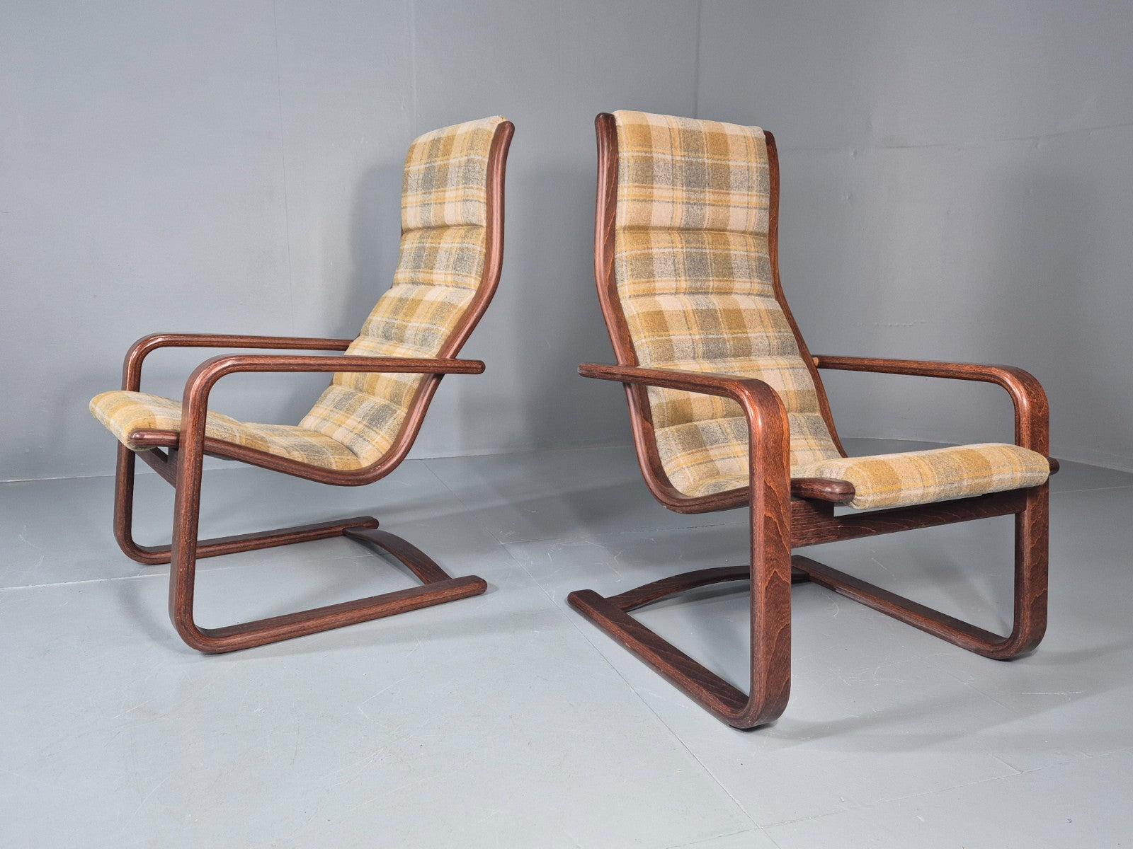 2 Mid Century Lounge Chairs New Upholstery 1970s Retro Danish  EB10325 MBEN1