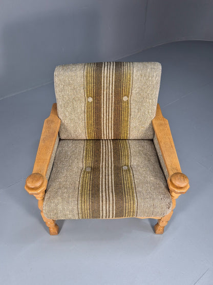 Vintage Danish Kjaernulf Style Oak and Wool Lounge Chair 1970s EB9714 MNOR - UKDK FURNITURE