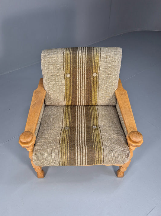 Vintage Danish Kjaernulf Style Oak and Wool Lounge Chair 1970s EB9714 MNOR - UKDK FURNITURE