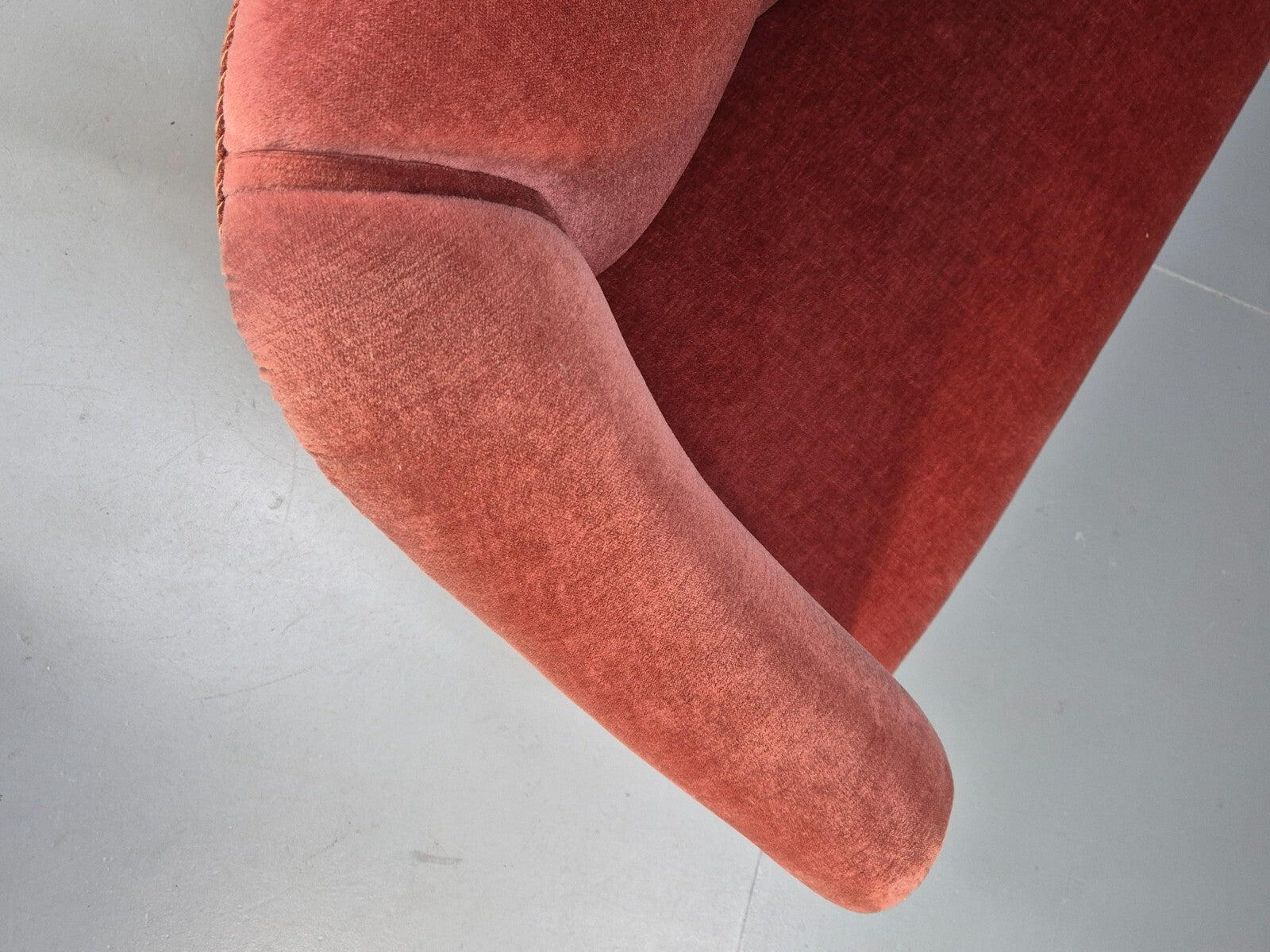 Vintage Art Deco Danish 2 Seat Sofa Pink Velour Tassels 1940s EB9666 V2SS - UKDK FURNITURE