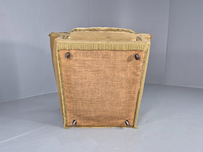 Vintage 1960s Luxury Lounge Chair Green Velour Floral Seat Retro  EB11779 MNOR13