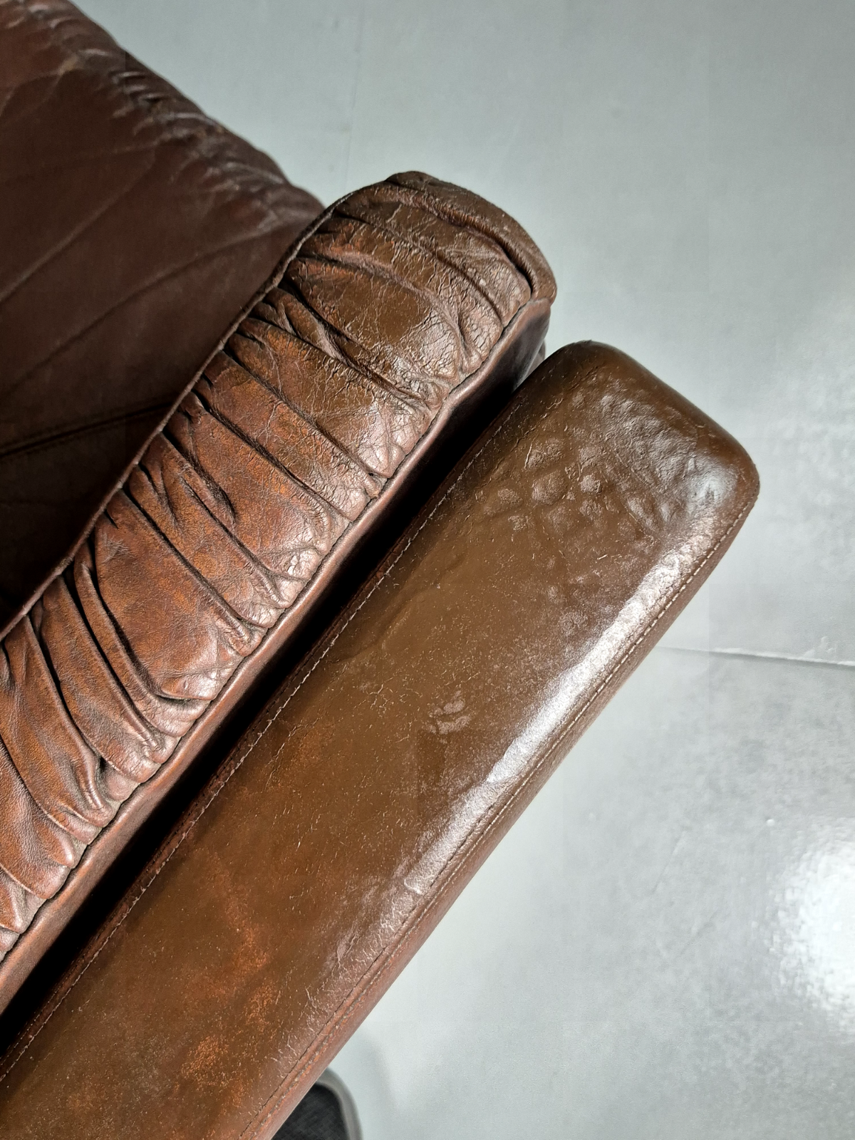 Vintage Danish 3 Seat Sofa Brown Leather 1970s Retro MCM EB6986 M3SS - UKDK FURNITURE