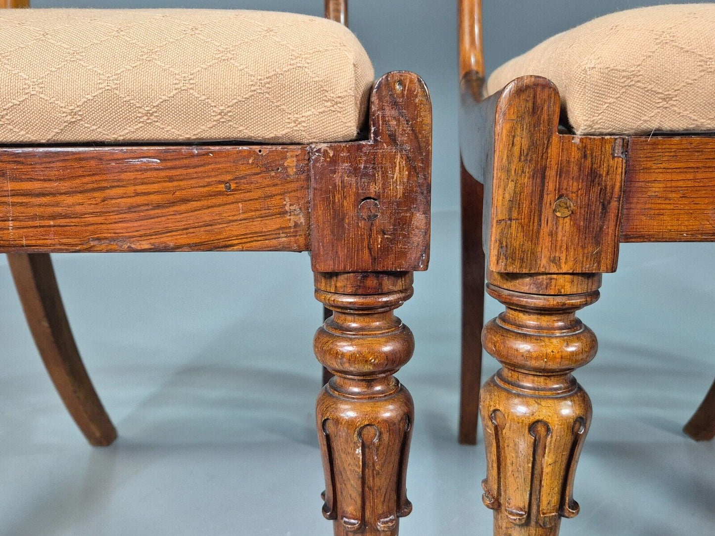 3 Vintage Dining Chairs Mahogany Frame Victorian Antique EB7814 VDIN - UKDK FURNITURE