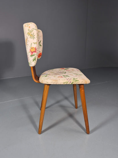 Retro 1950s Dining Chair Teak Bentwood Floral MCM Vintage EB10937 MNOR3