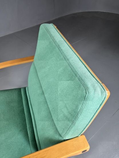 Vintage Danish Lounge Chair Mint Wool Bentwood 1980s Retro EB7217 MBEN - UKDK FURNITURE