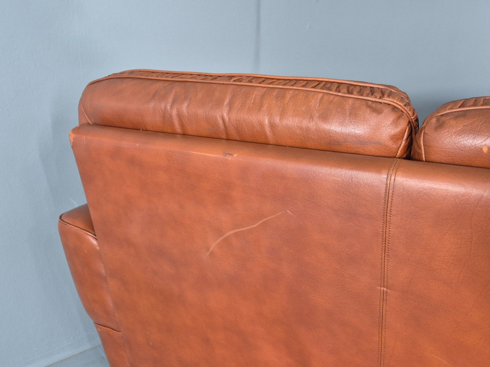 Vintage Danish 3 seater Settee 1970s Danish Tan Leather Retro MCM EB11638 M3SS15