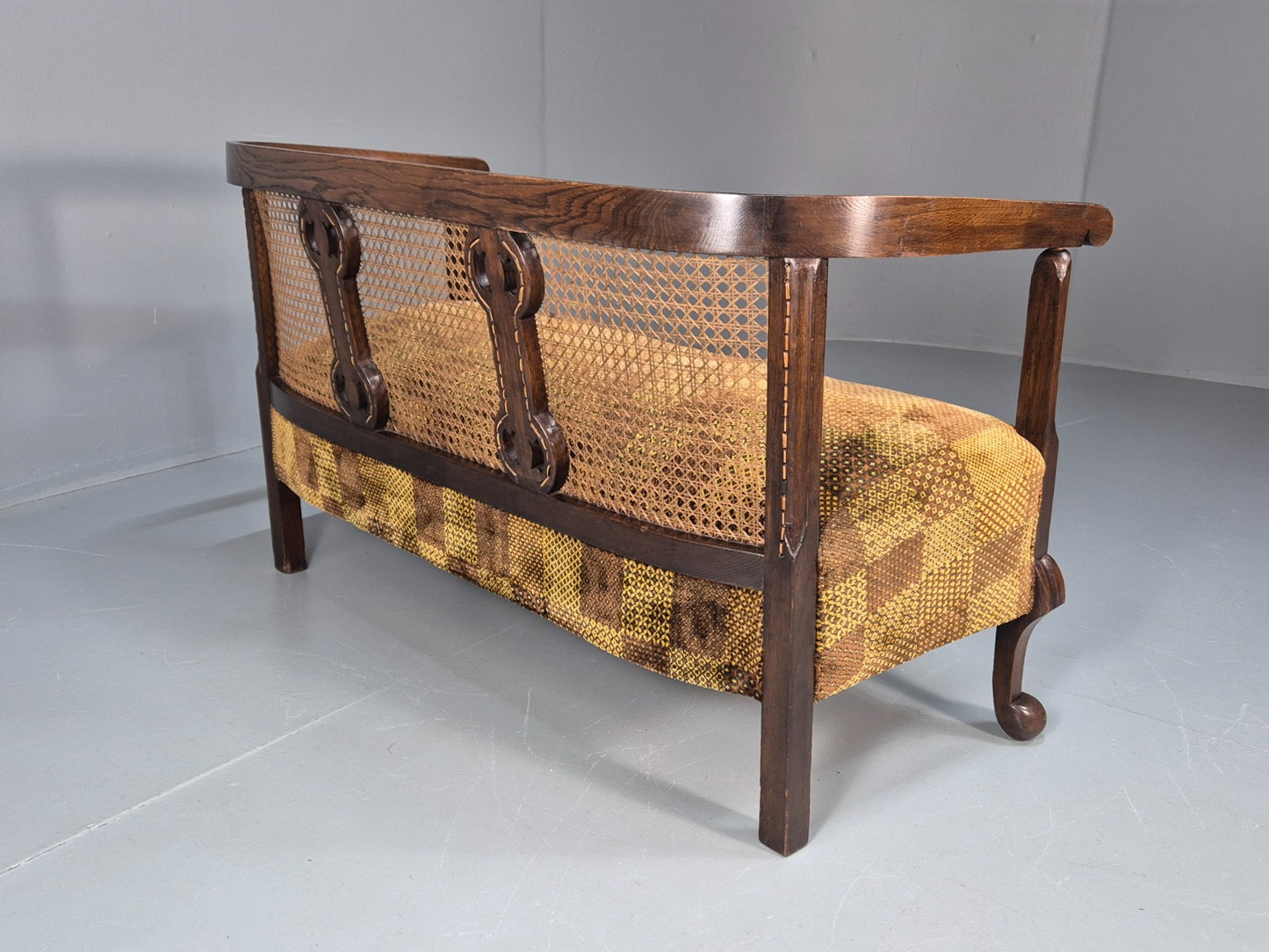 Art Deco Era Settee Two Seater Oak Frame `Bergere Back 1920s EB10692 VBER13