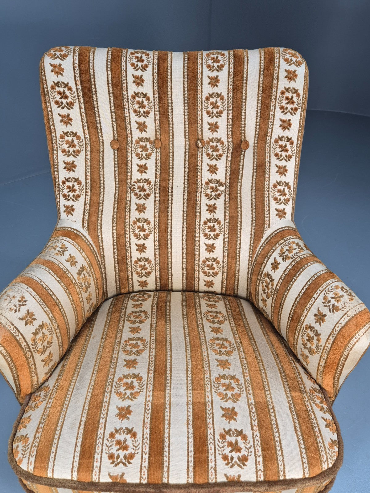 Retro Tub Lounge Chair Vintage Denmark 1960s Orange and Cream  EB10735 VCLO15