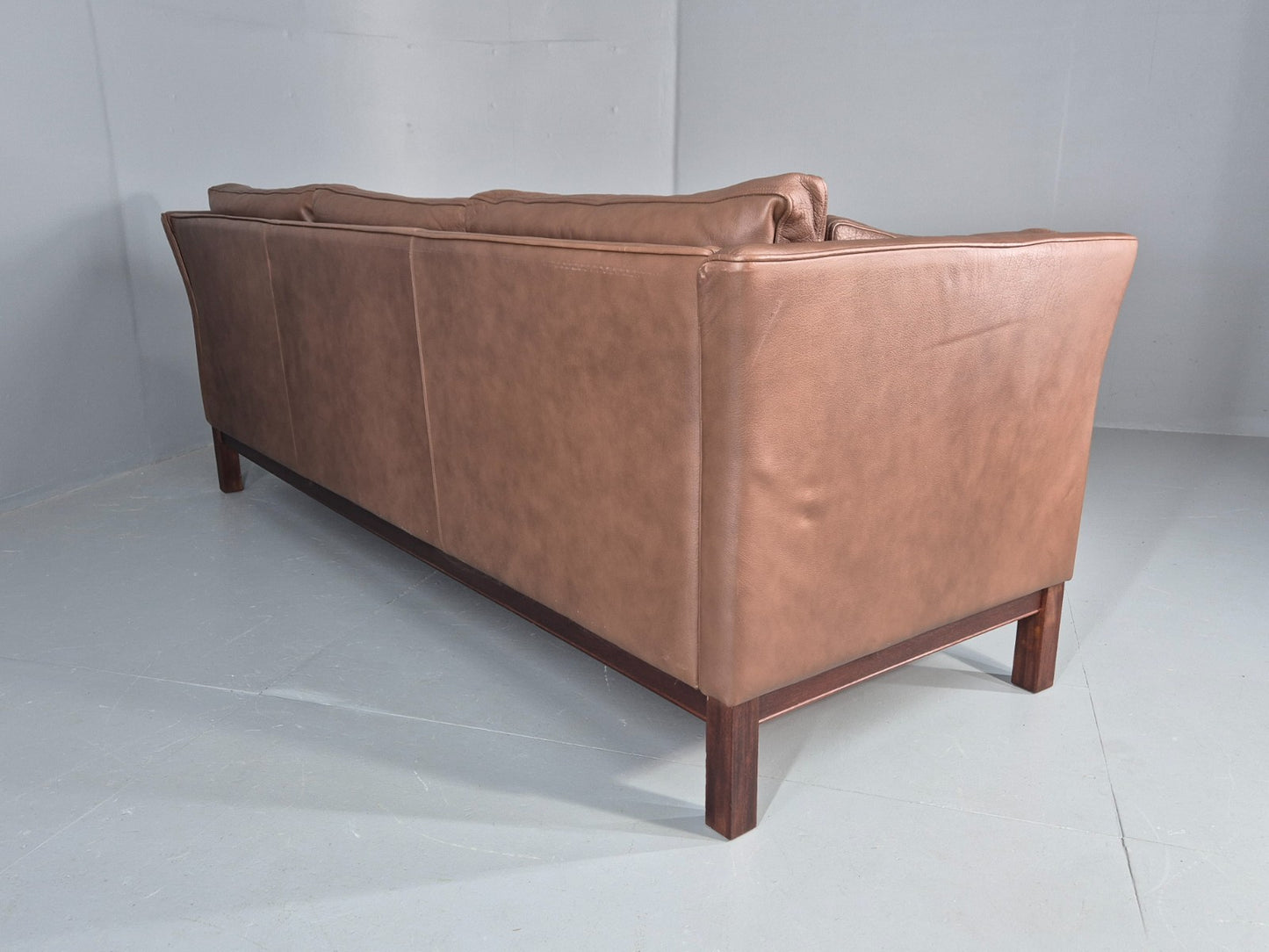 Vintage Danish 3 Seater Sofa Danish Brown Leather 1970s Retro MCM  EB10486 M3SS16