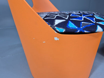 2 Vintage Retro Curved Plywood Chairs Orange 1970s Holdaway Style EB10929 MNOR8