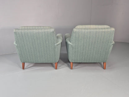 2 Mid Century Lounge Chairs 1960s Denmark Blue Wool Retro EB11403 MNOR14