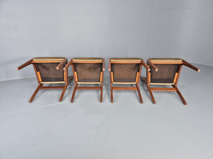4 Vintage G Plan Dining Chairs Teak Ladder Back Frames Green Retro EB11836 MDIN11