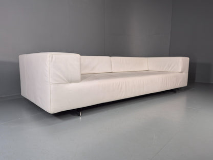 Frighetto Four Seater Settee White Leather Modern Design  EB10626 M4SS1