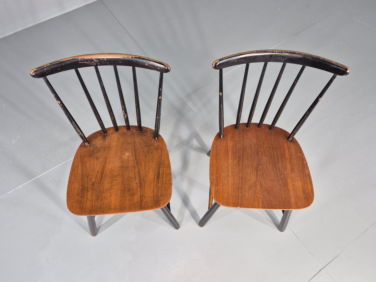 2 Vintage Midcentury Teak dining Chairs Fannet by Ilmari Tapiovaara EB11813 MDIN4