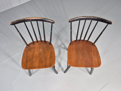 2 Vintage Midcentury Teak dining Chairs Fannet by Ilmari Tapiovaara EB11813 MDIN4