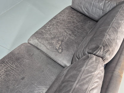 Vintage Mogens Hansen 2.5 Seat Settee Grey Leather 1980s Retro EB11645 M3SS23
