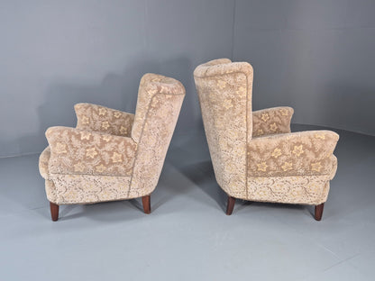 2 1950s Lounge Chairs Mid Century Danish Floral Moquette Retro  EB11318 MNOR4