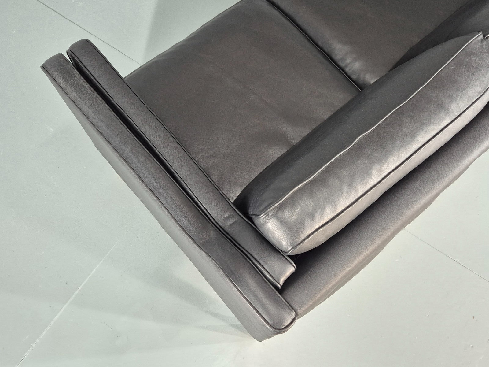 Vintage 3 Seat Sofa Danish Black Leather and Vinyl Mid Century EB10468 M3SS20