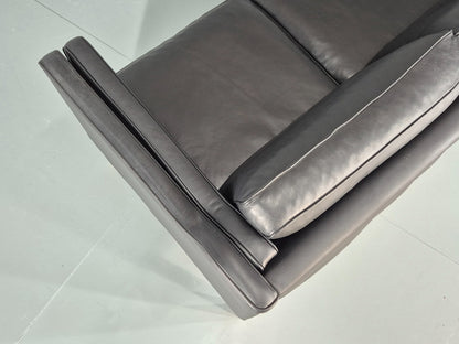 Vintage 3 Seat Sofa Danish Black Leather and Vinyl Mid Century EB10468 M3SS20