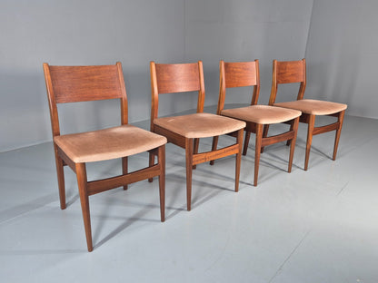 4 Vintage Teak Dining Chairs 1960s Retro Pinky Brown Velour MCM EB11605 MDIN0