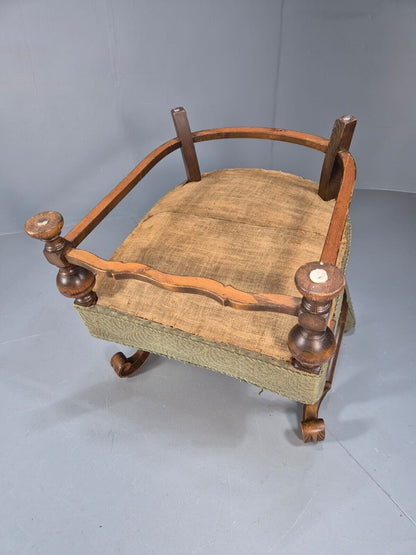 Vintage Danish Lounge Chair Green Moquette Carved Oak Frame 1940s EB8998 VCLO - UKDK FURNITURE