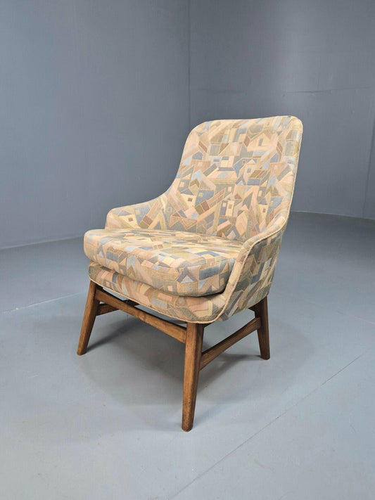 Vintage Danish Lounge Chair Multi Coloured Curved Retro 1950s MCM EB8253 MNOR - UKDK FURNITURE