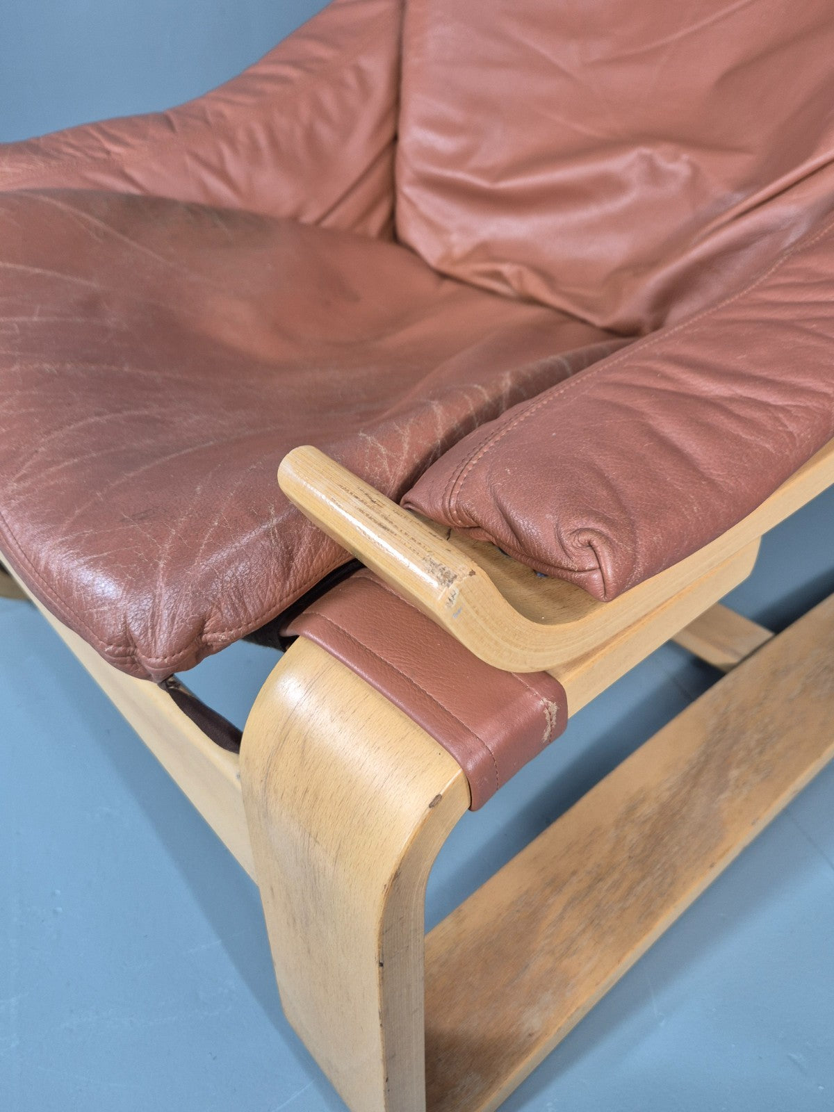Vintage Leather Lounge Chair Mid Century Kroken Aki Fribyter Retro EB11309 MBEN17