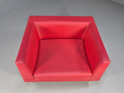 Vintage Red Vinyl Modern Design Lounge Chair Modus Brand Retro Style EB9409 MNOR - UKDK FURNITURE