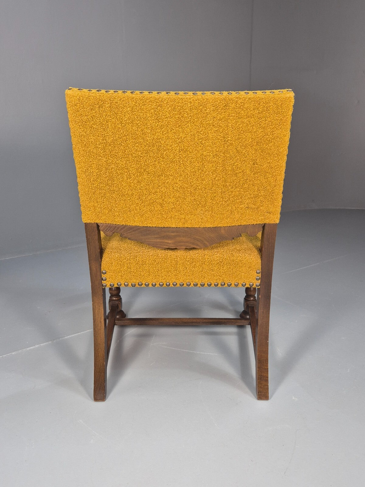 Vintage Danish Elbow Chair Yellow Carved Oak Frame 18th C Style EB9654 VCLO - UKDK FURNITURE