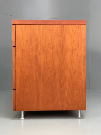 Vintage Cherry Chest Of Drawers Aluminium Details 1980s Design EB9809 MWOO - UKDK FURNITURE