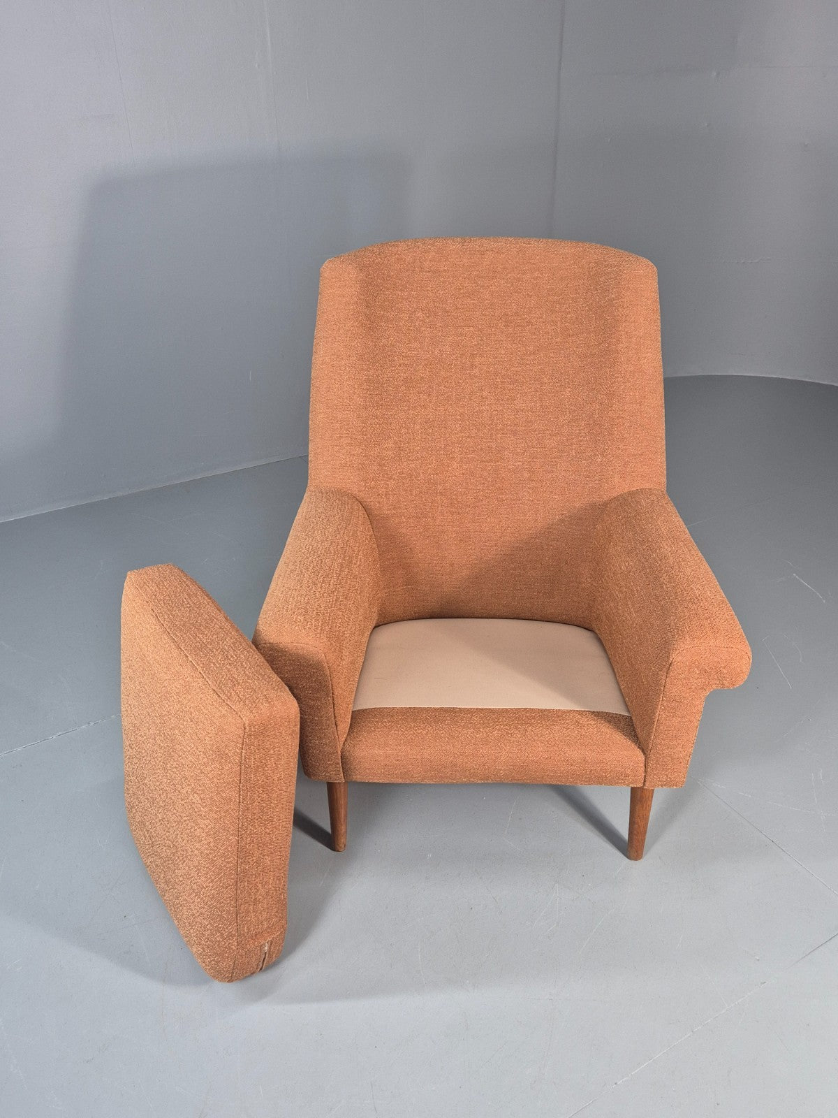 Mid Century Lounge Chair Danish 1960s New Upholstery Retro Teak Leg EB11020 MNOR4