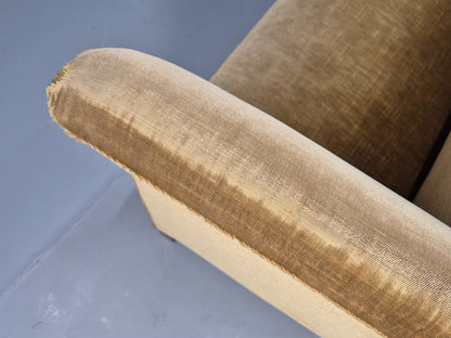 Vintage Gold Art Deco 2 Seat Sofa Danish 1930s High Sided Boxy Style EB9615 V2SS - UKDK FURNITURE