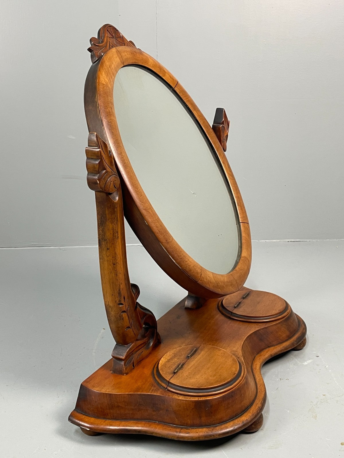 Antique Walnut Swing Mirror Victorian With Trinket Compartments EB11553 MWOO2