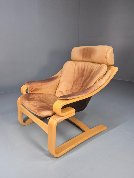 Vintage Danish Skippers Bentwood and Leather Apollo Lounge Chair EB9245 MBEN - UKDK FURNITURE