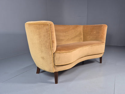 Classic Two Seater Danish Curved Banana Sofa 1930s Art Deco Gold  EB10791 M2SS1