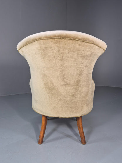 Antique Cocktail Chair Green Velour Vintage Danish 1800s  EB10761 VCLO9