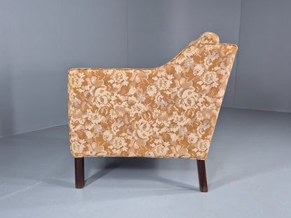 Vintage Danish 1970s Lounge Chair Floral Upholstery Mid Century EB11922 MNOR14