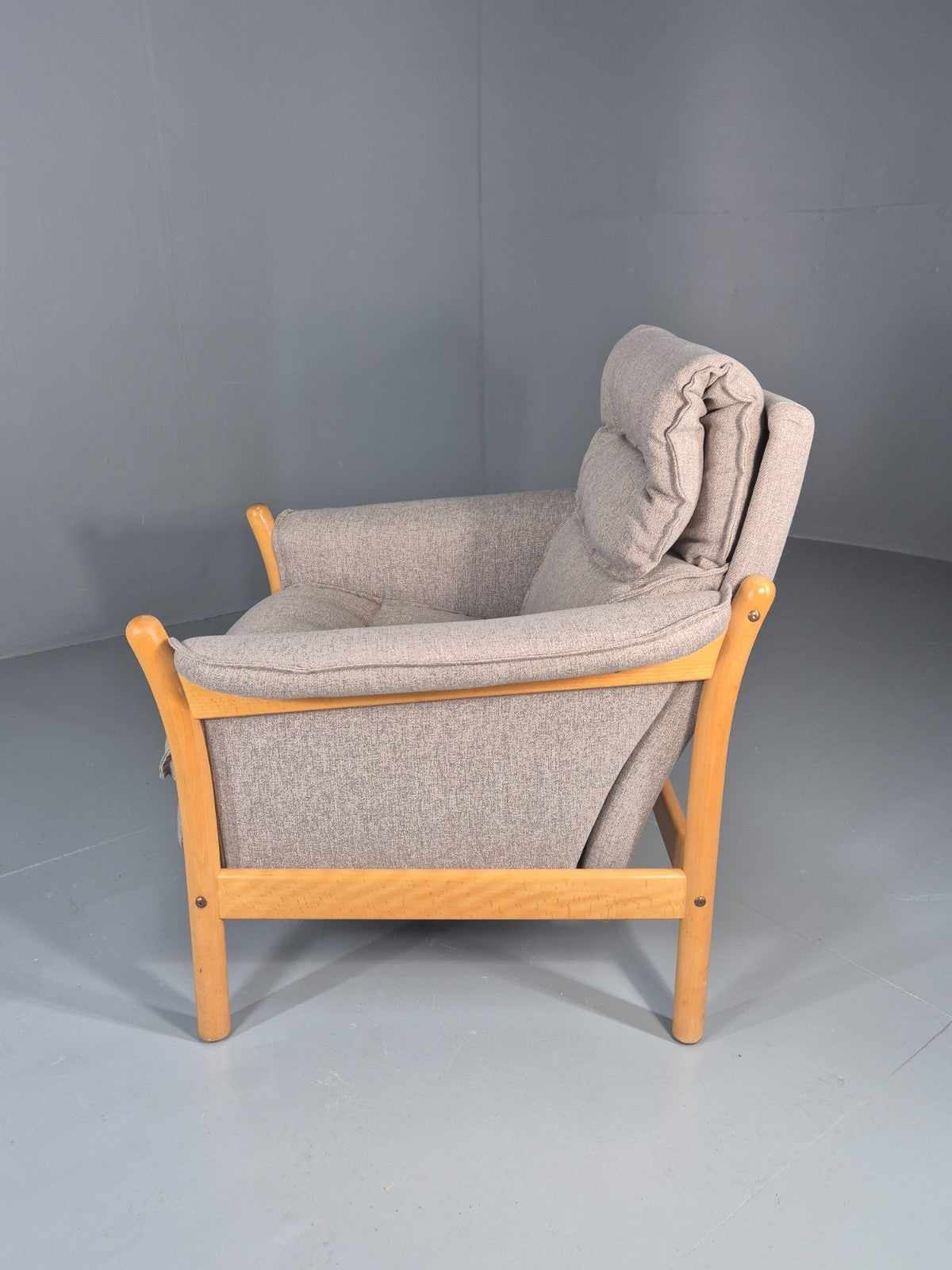 Vintage Lounge Chair Mid Century Danish Beech Frame New Upholstery EB11314 MNOR18
