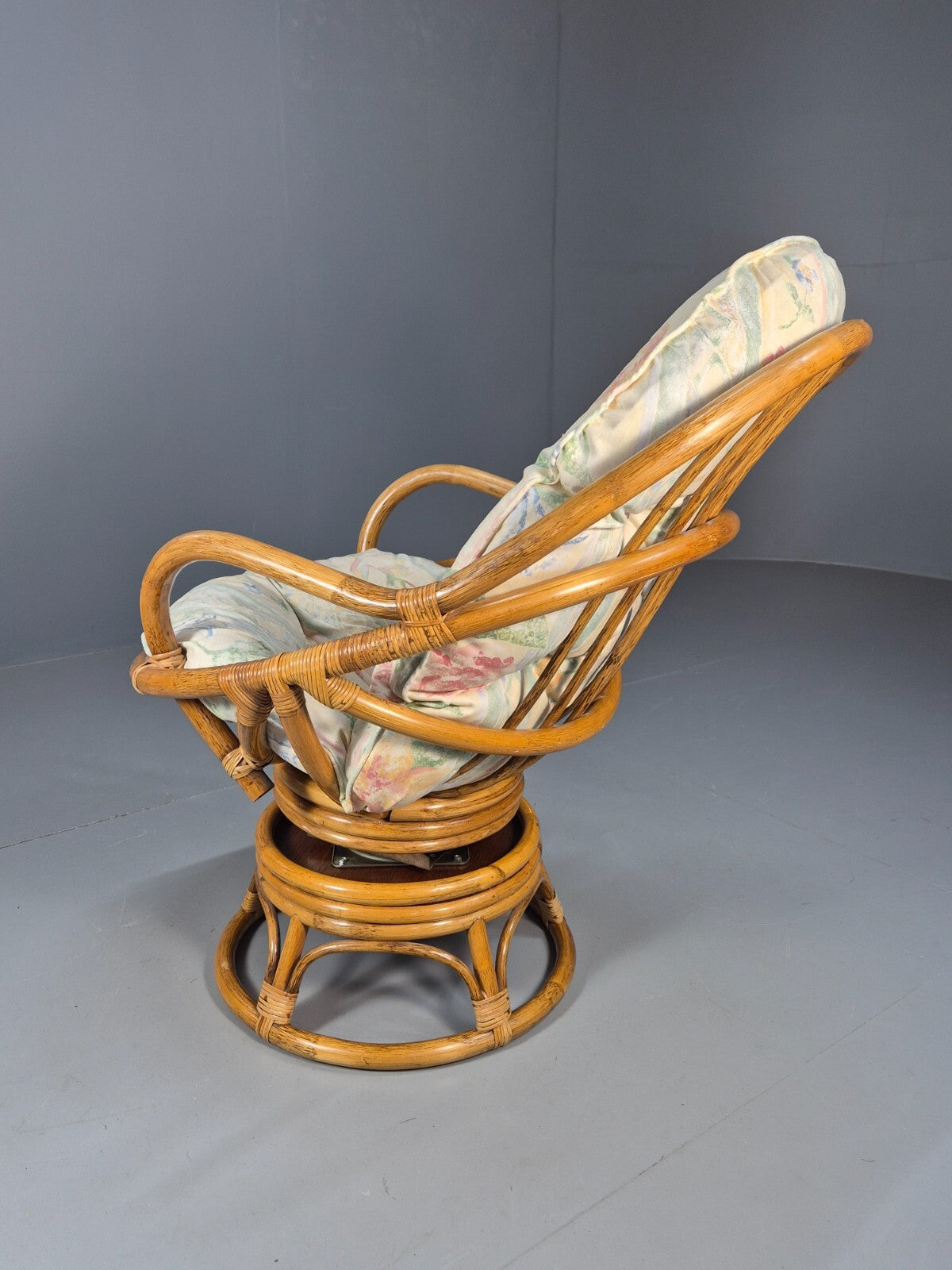 Vintage Cane Swivel and Rocking Based Lounge Chair 1970s Retro EB9454 VBER - UKDK FURNITURE