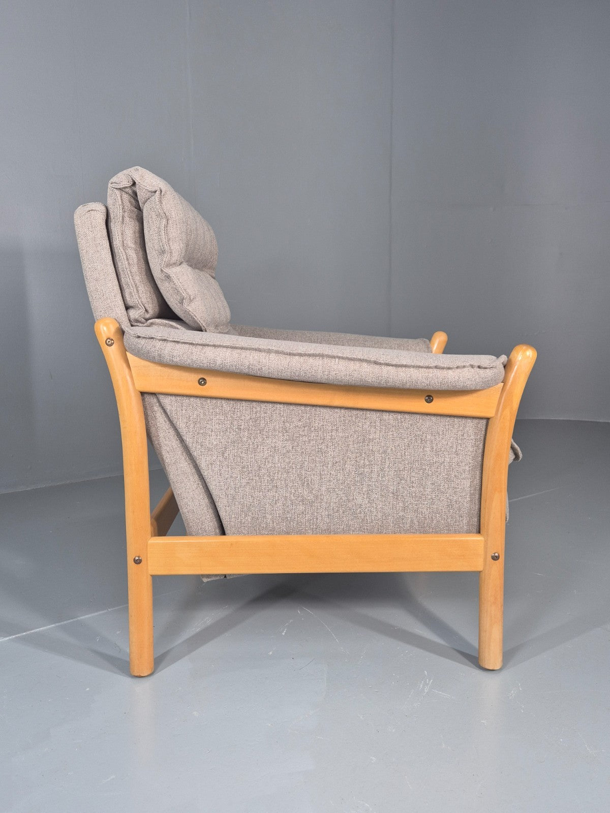 Vintage Lounge Chair Mid Century Danish Beech Frame New Upholstery EB11314 MNOR13