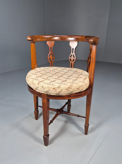 Antique Walnut Tub Chair Edwardian Sheraton Revival 1900s EB9476 VCLO - UKDK FURNITURE