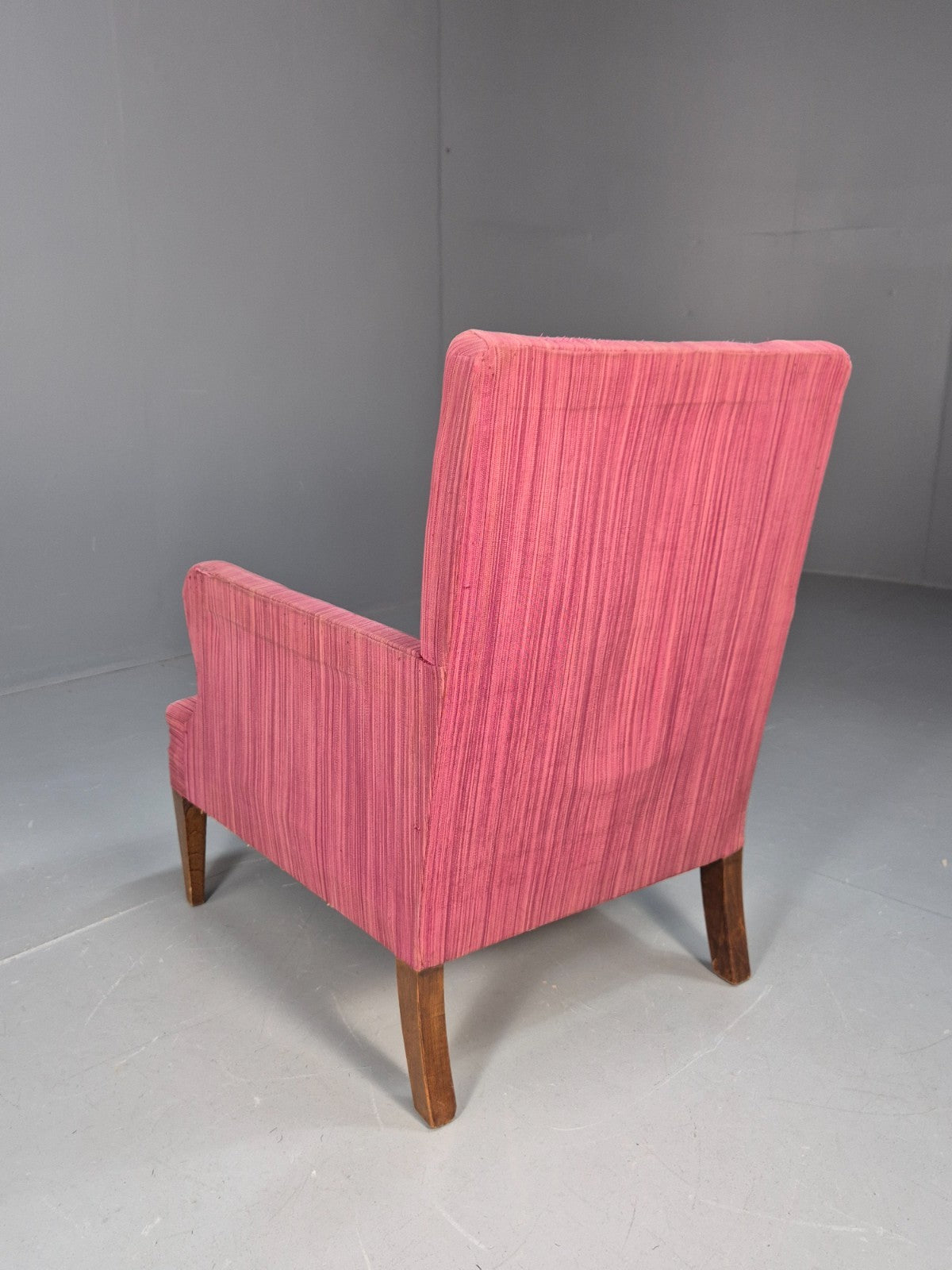 Vintage Danish Pink Chenille Lounge Chair 1950s Retro Mid Century EB10211 MNOR9
