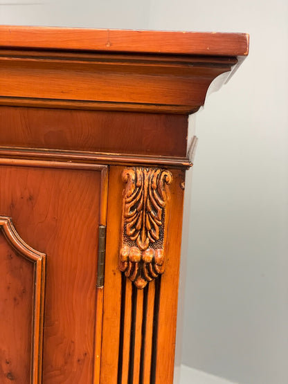 Vintage Regency Style Sideboard 1960s Cherry Wood Shelving Brass EB11505 MWOO10