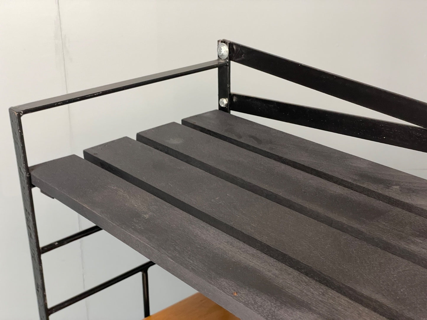 Vintage Modular Shelving Unit Walnut Cabinet Ladderax Style Black EB11043 MWOO18