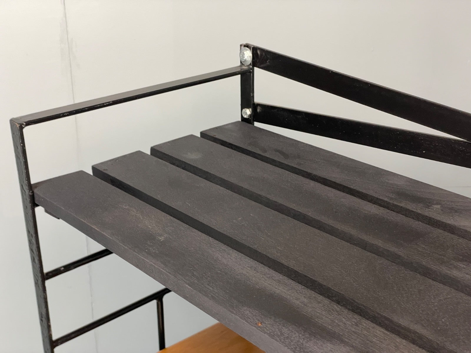 Vintage Modular Shelving Unit Walnut Cabinet Ladderax Style Black EB11043 MWOO18