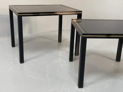 Vintage 1970s Nesting Tables Pierre Vandel Black Gold Glass 1970s EB11804 MWOO11