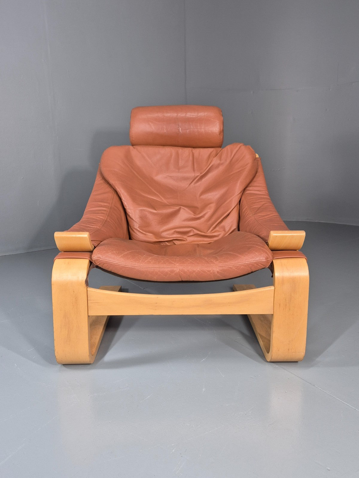 Vintage Leather Lounge Chair Mid Century Kroken Aki Fribyter Retro EB11309 MBEN3