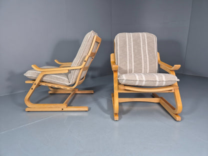 2 Mid Century Lounge Chairs New Upholstery Bentwood Vintage Danish EB10317 MBEN6