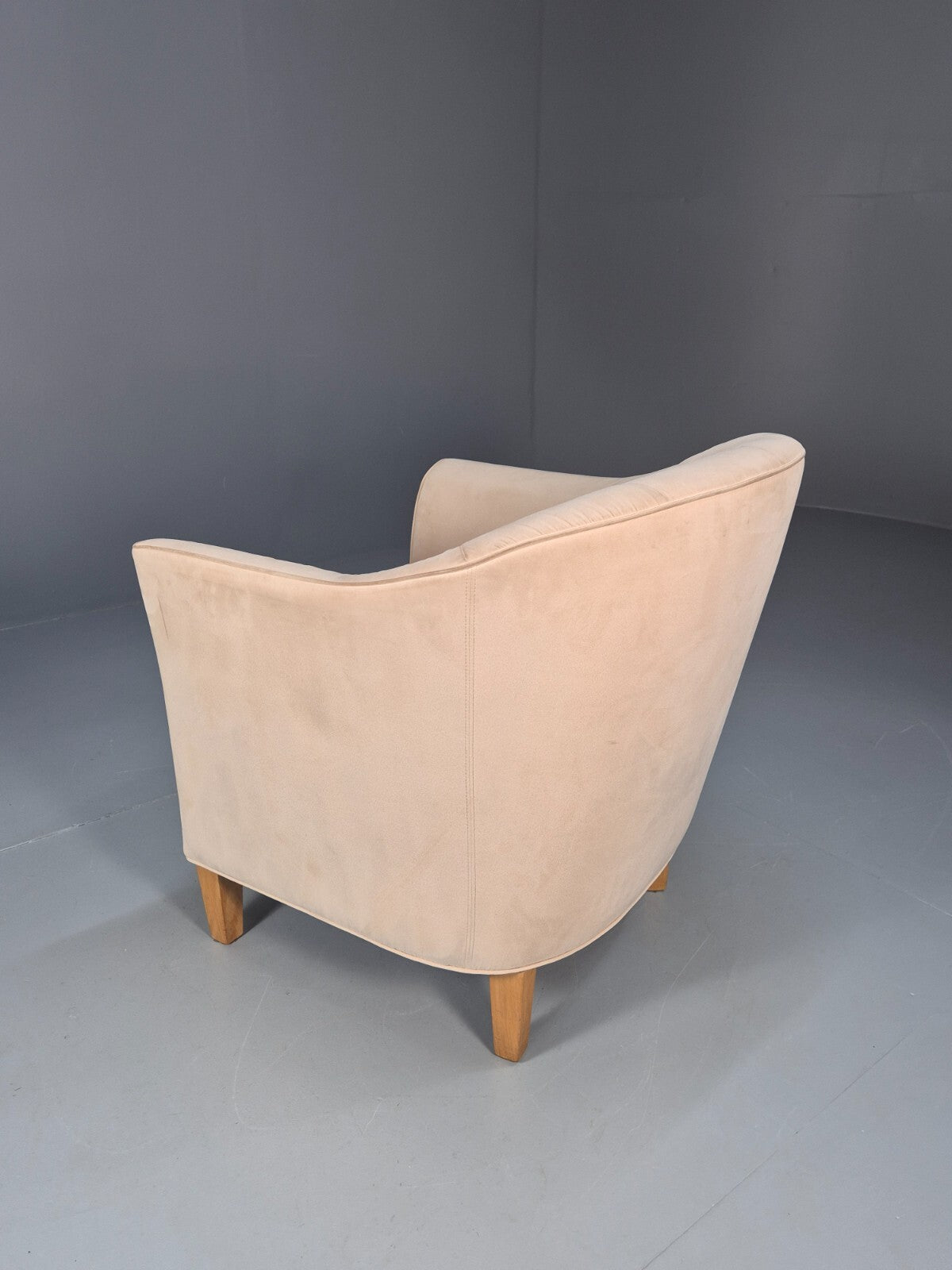 Mordern Danish Cream Faux Suede Tub Chair Beech Legs EB9308 MNOR - UKDK FURNITURE